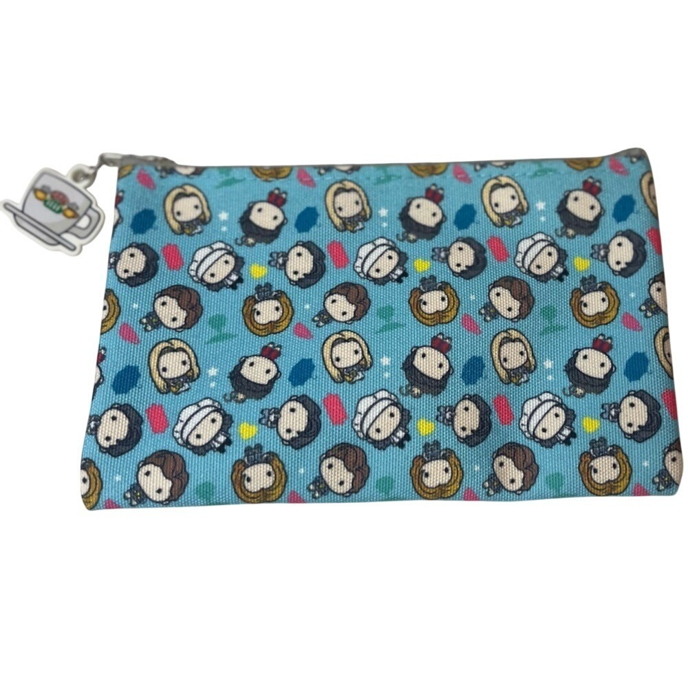 Friends TV Show Central Perk Coffee Cup Charm Zipper Pouch Cosmetic Bag Blue‎